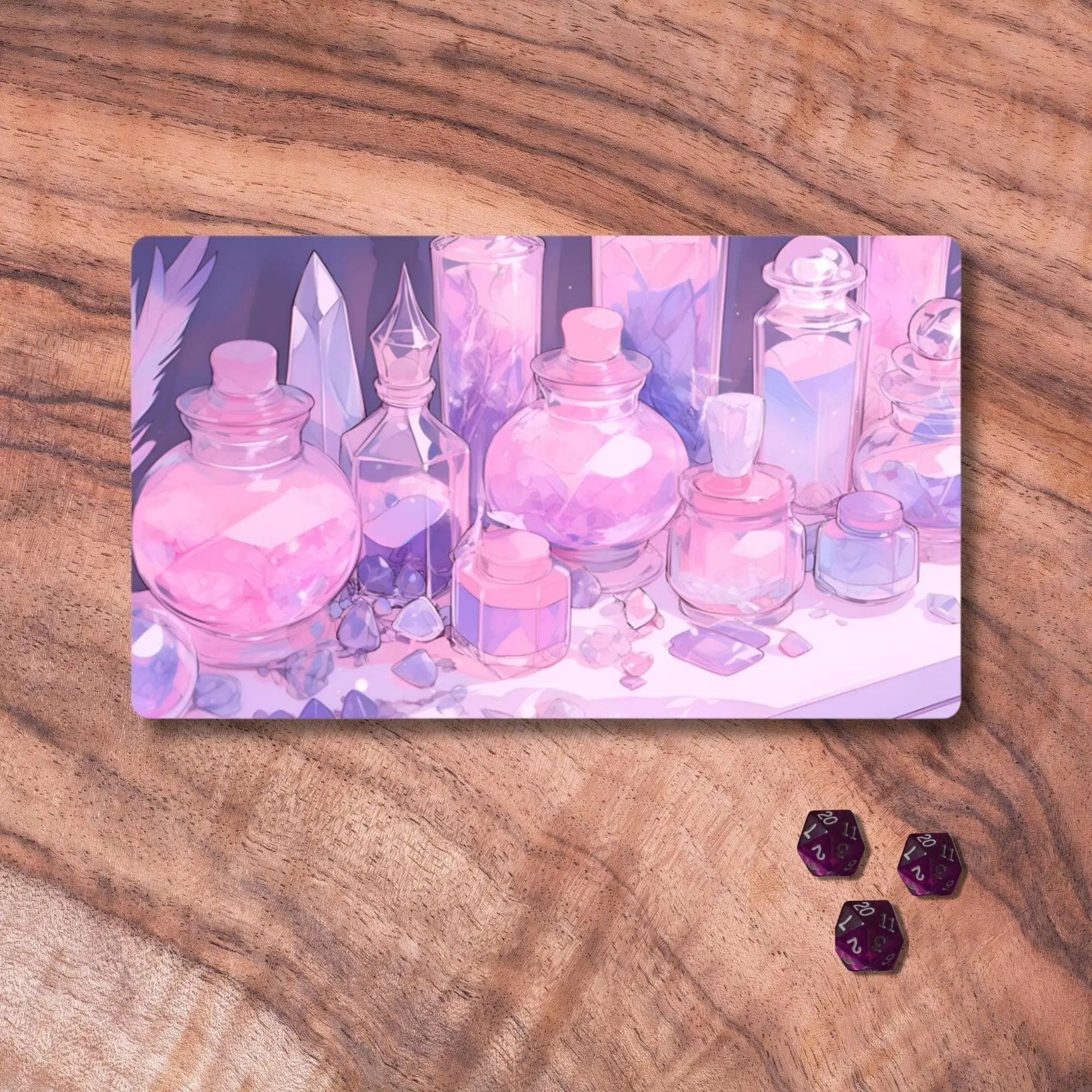 MTG Playmat with Zones, Anime Potion Themed TCG Playmat, Pastel Pink Card Playmat, Unofficial MTG Play mat, Gamer Girl Gifts, Gaming Mouse Pad