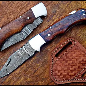 Handmade Damascus Pocket Folding Knife Gife for Husband , Boyfriend,Anniversary