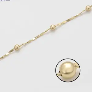 Jewelry 14K Gold Color Anklet with Beaded Design and Secure Clasp for Women's Fashion Accessories