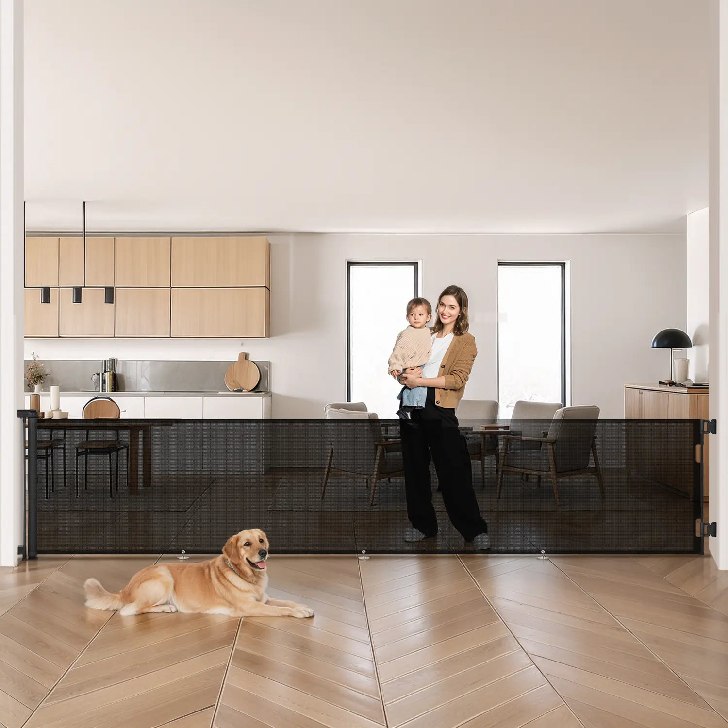 PAWGIANT 118" Retractable Baby Gates Extra Wide, ABS Expandable, for The House, Extra Large Mesh Pet Gate for Stairs, Doorways, Hallways, Indoor&Outdoor, Retractable Dog Gate for Large Openings, Extra Long Dog Gates, Mother's Gift, Summervibe, dealsforyou