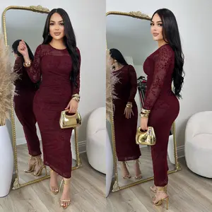 Brenda Mesh Dress (Burgundy)