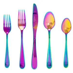 Gibson Home  Home Stravidia Stainless Steel Flatware Set - Rainbow - 20 Piece