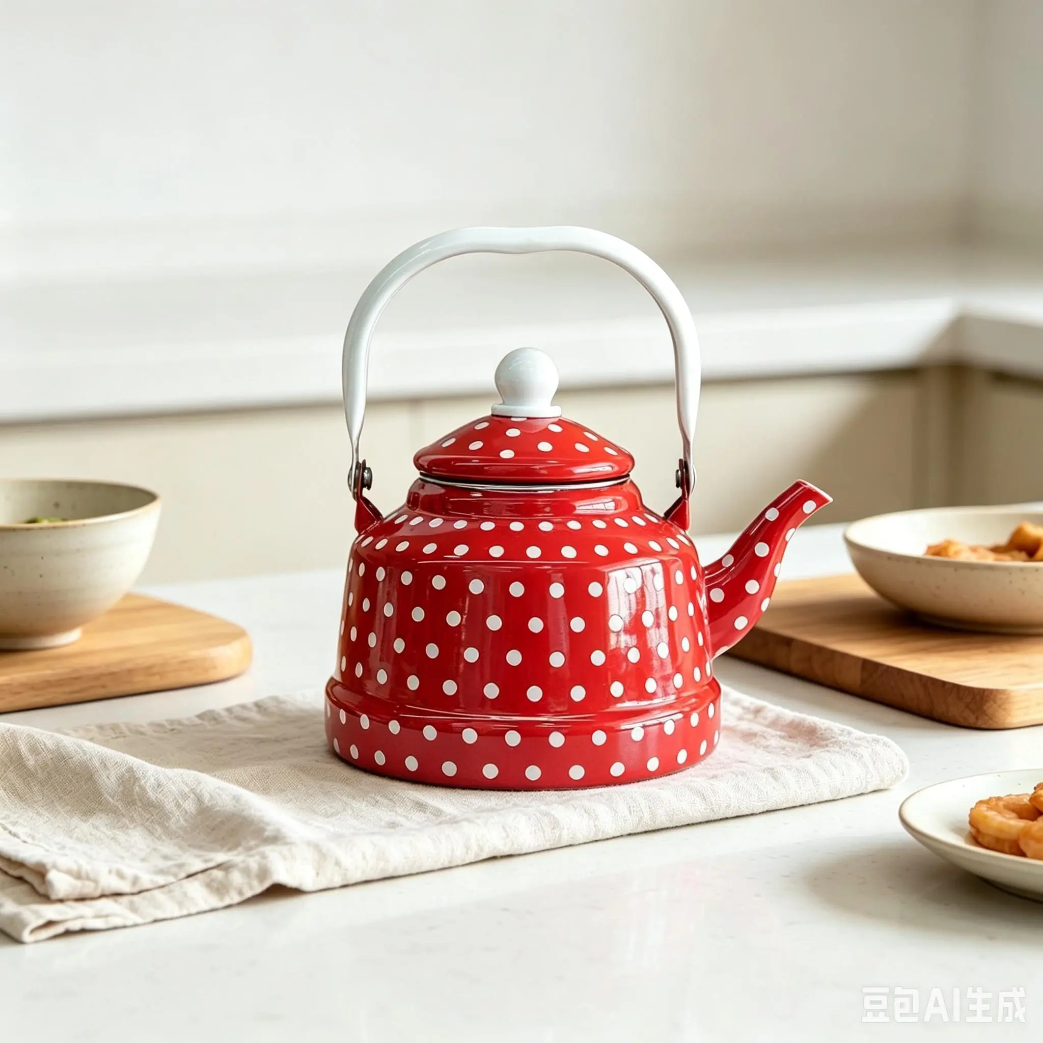 Vintage Polka Dot Enamel Kettle, Kitchen, Kitchenware, Tea Pot, Tea Kettles, Teapots, Tea Pot for Stove, Handmade Storage Jar, Food-Grade Glaze, Safe & Odorless, Compatible with All Stoves, Traditional
