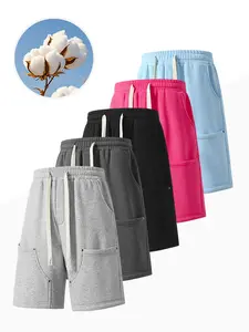 Men’s solid-color shorts with pockets and belt; lightweight, breathable shorts; casual, breathable, comfortable shorts