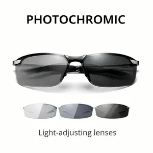 Zinc Alloy Half-Framed Photochromic Glasses, Unisex Style, TAC Lenses Long-Lasting and Durable, Casual Wear Switchable at Will
