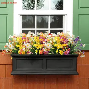 4 Piece Artificial Spring Grass Wild Daisy Plastic Fake Flowers, Home Outdoor Decor, Non-Fading Plant, Family Decoration, Gift, Holiday Decorations