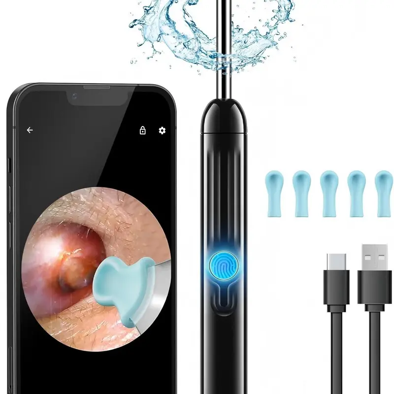 Ear Wax Removal Kit,Earwax Removal Tools with 1080P HD Camera and 6 LED Lights,IP67 Waterproof,Multi-Purpose 8 Pcs Ear Cleaning Kit,Easy to Use,Ear Cleaner with Camera for iOS and Android