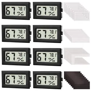 8-Pack Mini Digital Hygrometer Thermometer, Front-View Frame Adhesive for Mason Jar & Reptile Tank, Humidity Monitor for Garden, Greenhouse, Plants, RV, Office, Cellar 12-Month Battery