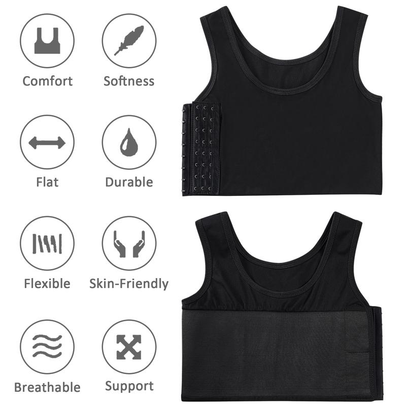 CuteStreet Transgender FTM Chest Binder Adjustable Affordable Breathable and Strong Compression Tank Top Bra Binder