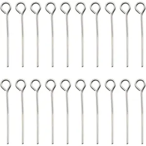 Tegg Eye Pin 200PCS 0.8inch/20mm 304 Stainless Steel Open Eyepins Headpins for Jewelry Necklace Making