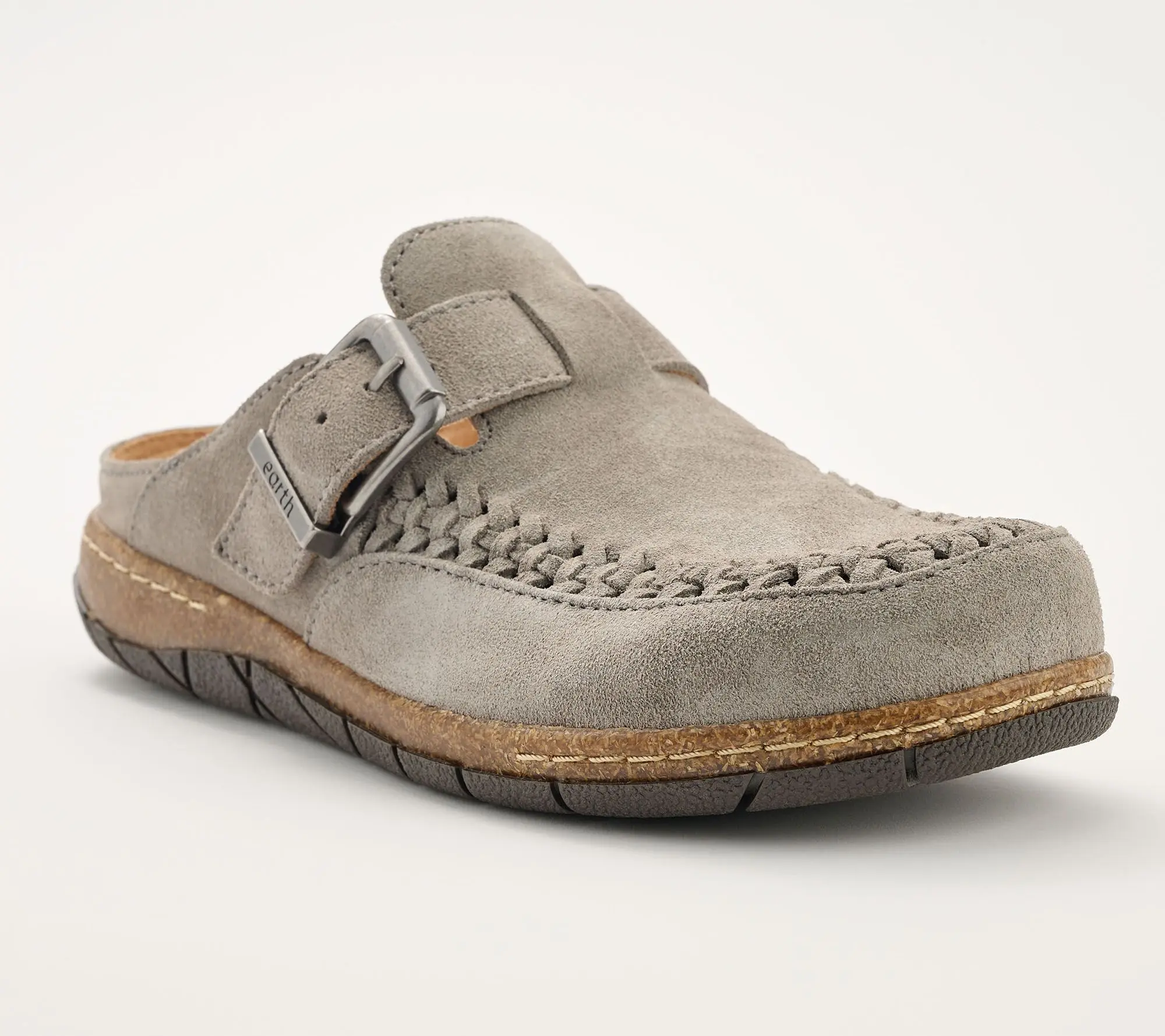 Earth Leather Clogs with Whipstitch Detail-Eileen