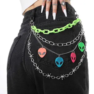 Hip Hop Pants Chain Goth Jean Chains Star Punk Pocket Chain for Women Layered Acrylic Keychains Cute Trouser Chain Rock Wallet Chain for Men Waist Body Accessories for Girls (1 Colorful)