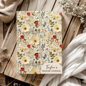 Personalized prayer journal for women, Custom faith journal with name, Wildflower floral cover, Christian gift, Hardcover lined notebook