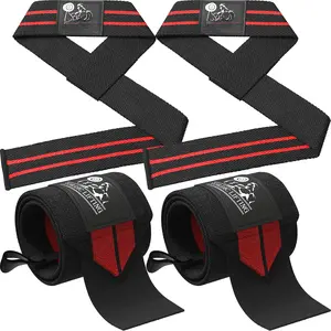 Wrist Wraps +  Straps Bundle (2 Pairs) for Weight, Cross , Workout, Gym, Power, Bodybuilding - Support for Men/Women, Avoid  During Weight