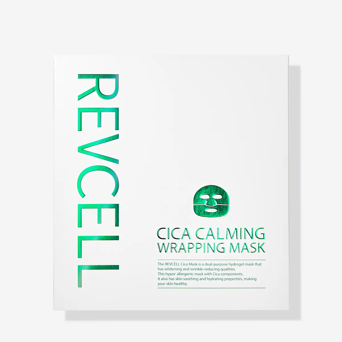 REVCELL Cica Calming Wrapping Mask - Soothing Hydrogel Sheet Mask with Centella Asiatica & Hyaluronic Acid for Sensitive, Irritated Skin, Korean Skincare, 10 Sheets x 30g