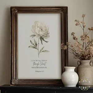 I Can Do All Things Through Christ Wall Art, Christian Poster, Inspirational Bible Verse Artwork, 5 Size, 8x12 to 27x40 inch, Room Decor, Unframed