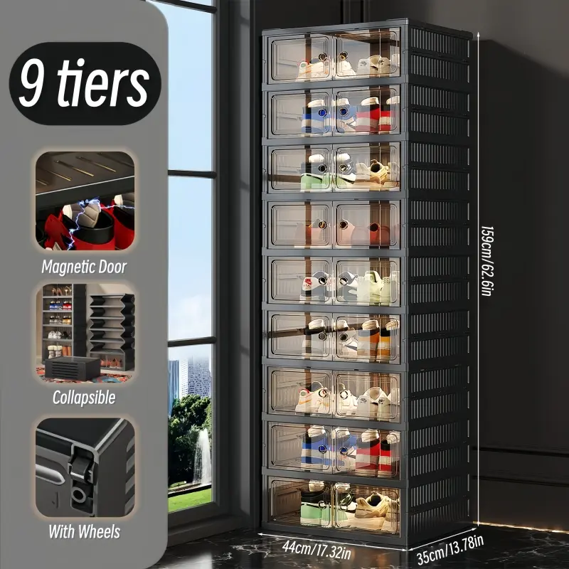 9-Tier Collapsible Shoe Cabinet