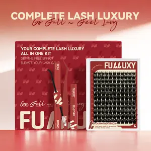 Fulluxy Diamond Stack | Classic Full Volume Lashes | DIAMOND STACK Kit Fluffy, Long-Lasting & Easy DIY | Complete Set with Glue Remover & Tweezer for Beginners | One Layer = Bold, Luxe Volume