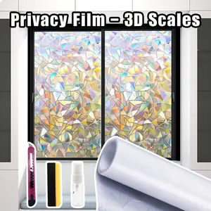 1 Count Window Privacy Film Rainbow Film Decorative Window Sticker, Non Adhesive UV Blocking Glass Film for Home