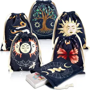 Tarot Crad bag and Pouches kit 6 pcs Tarot Deck Holder Storage Gift Velvet Bags with Sturdy Drawstrings Also Suitable for Crystals Dices Witchcraft and Divination Supplies