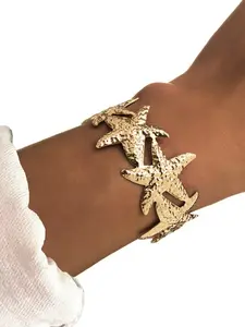 Fashionable High-End Alloy Starfish Bracelet, Open Design Women's Jewelry, Elegant Accessory for Daily Wear, Stylish Handmade Piece