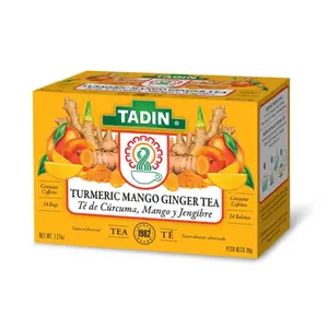 Tadin Natural Turmeric Ginger Black Tea Herbal Blend Beverage - Caffeine Boost, 24-Count Boxes (Pack of 6)
