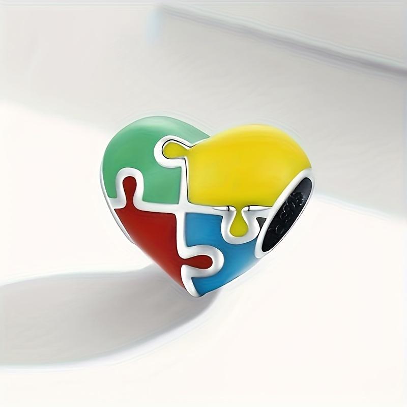 [Lovely Heart Pendant] 3pcs Lovely Color Heart Puzzle Design Alloy Bead Pendant | Suitable For DIY Handmade Jewelry, Bracelet Necklace Accessories Production Materials
