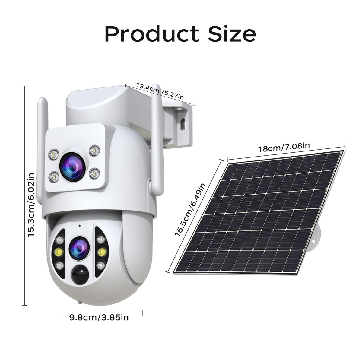 JOOAN Solar WiFi cctv Security Camera 2K HD Outdoor Wireless Camera with Spotlight PIR Motion Detection Color Night Vision Waterproof IP66 Dual Lens 360° PTZ No Blind Spot Auto Tracking Two-Way Audio Siren Alarm Alexa Compatible