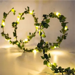 Flower Green Leaf String Lights Artificial Vine Fairy Lights Battery Powered Christmas Tree Garland Light for Weeding Home Decor TOLACN