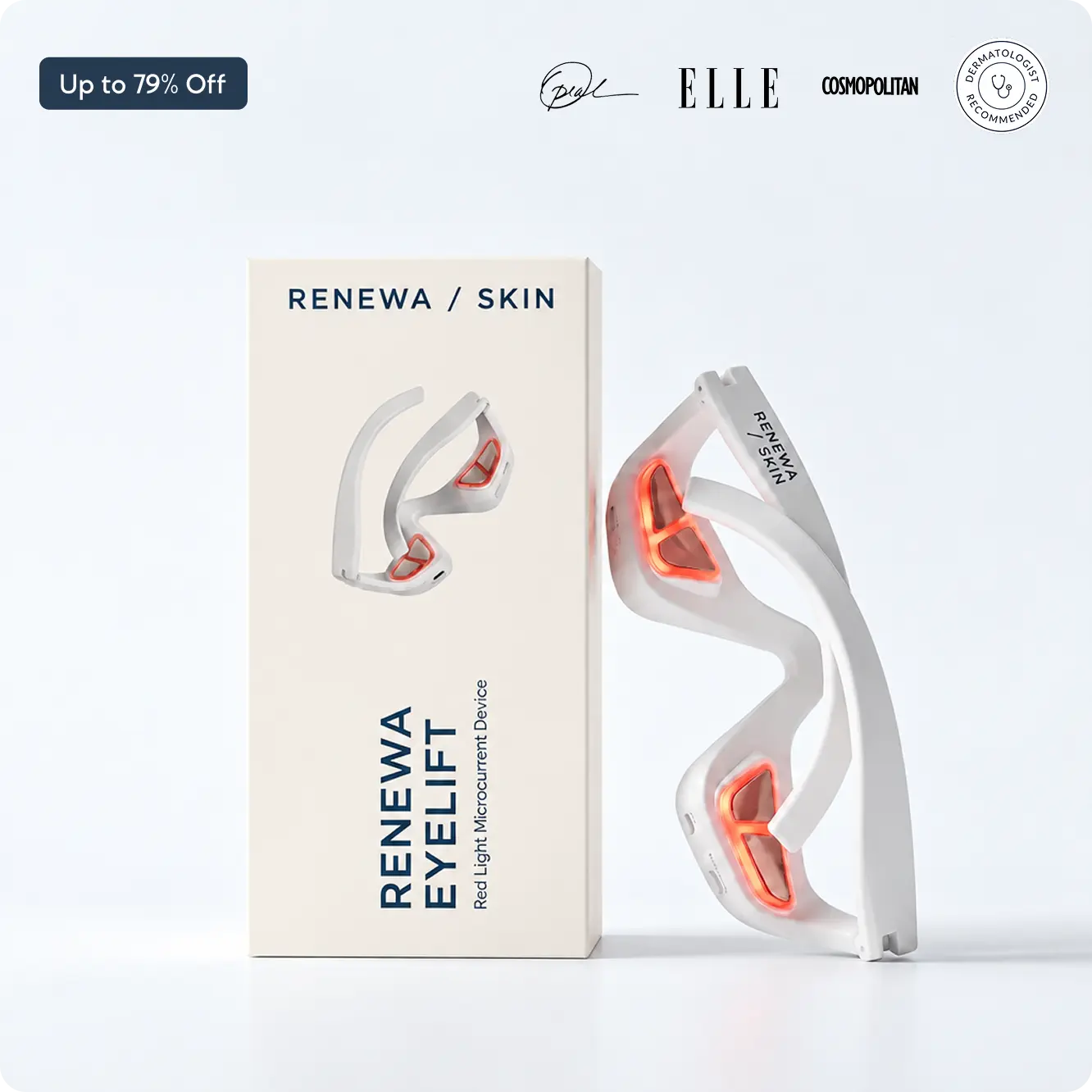 Renewa EyeLift Facial Beauty Machine - EMS Microcurrent, Red Light Therapy Selfcare Tool for Eyes, 5-Minute Routine Under-Eye Device for Adults for Smooth-Looking Skin