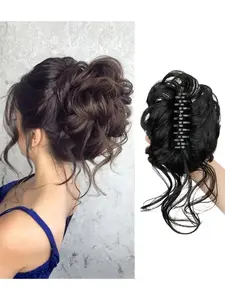Women's Short Ponytail Curl Hair Clip, Natural Loose Long Tail Bun Hair Accessory, Casual Style Flower Ball Design, Synthetic Clip Ponytail