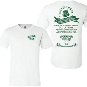 Rolling Rock Label 2-Sided T-shirt-Slim-Fitting Casual Streetwear for Spring/Summer/Winter, Machine Washable