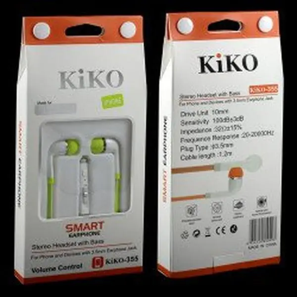 Kik_355 Stereo Earphone Headset with Mic and Volume Control (Green)