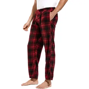 1Pack or 3Pack Mens PJ Pajama Pants Bottoms Fleece Lounge Pants Sleepwear Plaid PJs with Pockets MicrofleeceGift