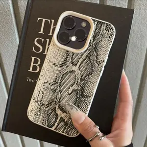 Snake Skin Pattern Phone Case for iPhone 11 to 17 Pro Max, Full Body Protection Tpu Shockproof Cover, Lightweight Anti-Slip Soft Vintage Case in Antique