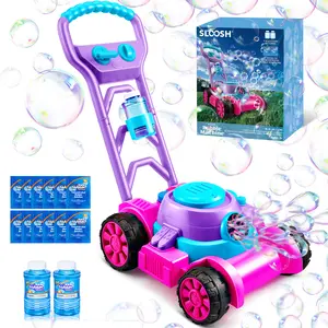 JoyX Bubble Lawn Mower, Bubble Machine Summer Outdoor Toys for Toddlers 1-3, Pink Bubble Blower for Kids 2 4 6 Birthday Gifts wubble  bubble