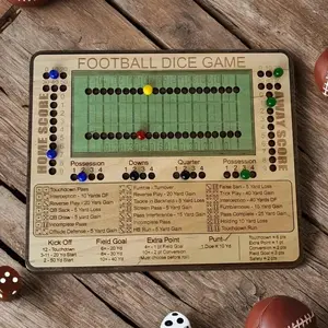 Wooden Football Dice Game, 1 Set Durable Party Game with 2 Dice & 10 Colored Balls for Game Night & Family Gathering