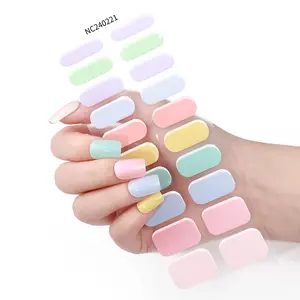 20 Tips Colorful Gel Nail Strips, Self-Adhesive Full Set, UV Lamp Required, Easy Application and Removal, DIY Nail Art Supplies for Women and Girls
