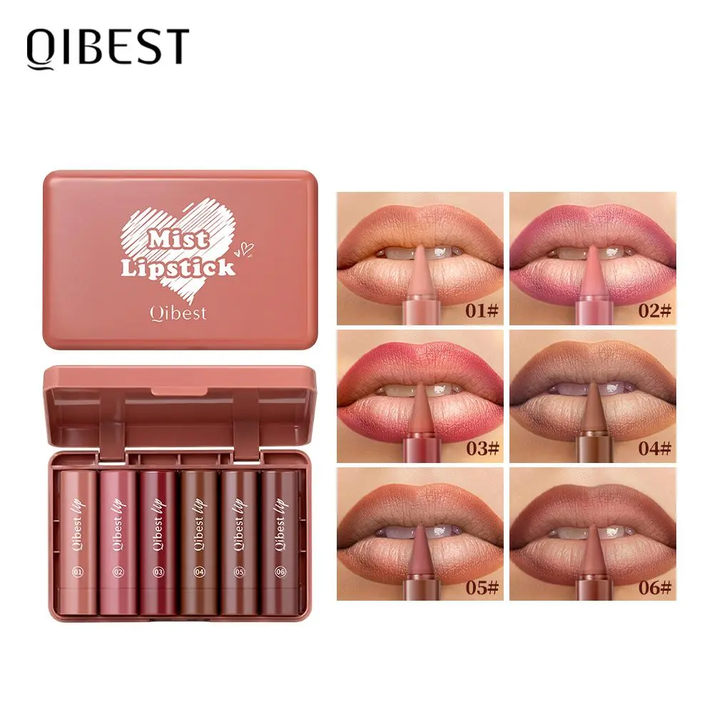 Long Lasting Matte Lipstick Set, Luxurious Long Lasting 6 Counts/set Matte Lip Balm, Easy Coloring Lip Sticks, Suitable for Girls and Women All Occasions Lip Makeup, Gloss, Lipstick Kit, Lip Kit Sets