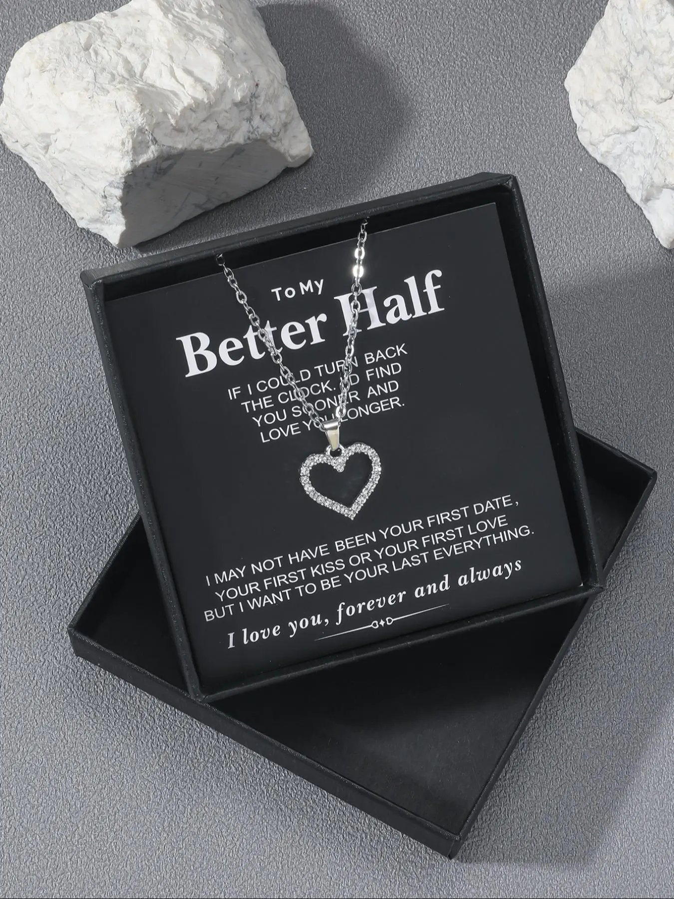 Fashion Heart Shaped Artificial Zircon Pendant Necklace As Gift, Heart Design Necklace, Exquisite Jewelry Gift, Stainless Steel Matching Jewelry, with Box, Love Heart Necklace