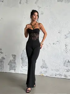 Women's Summer Sexy Lace Halter Jumpsuit, Womenswear, Elegant Fashion Design, Casual Wear, Comfortable Fit, Perfect for Daily, Elegance