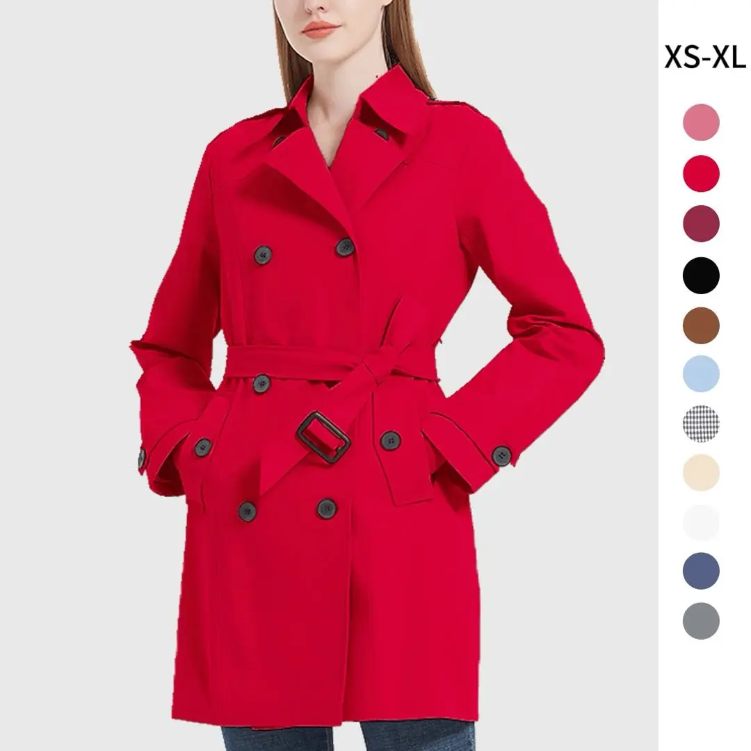 Women's Waterproof Trench Coat Classic Lapel Outerwear Coat with Belt