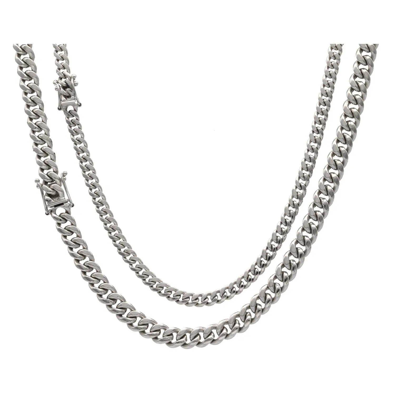 10 Karat White Gold Miami Cuban Link Chains