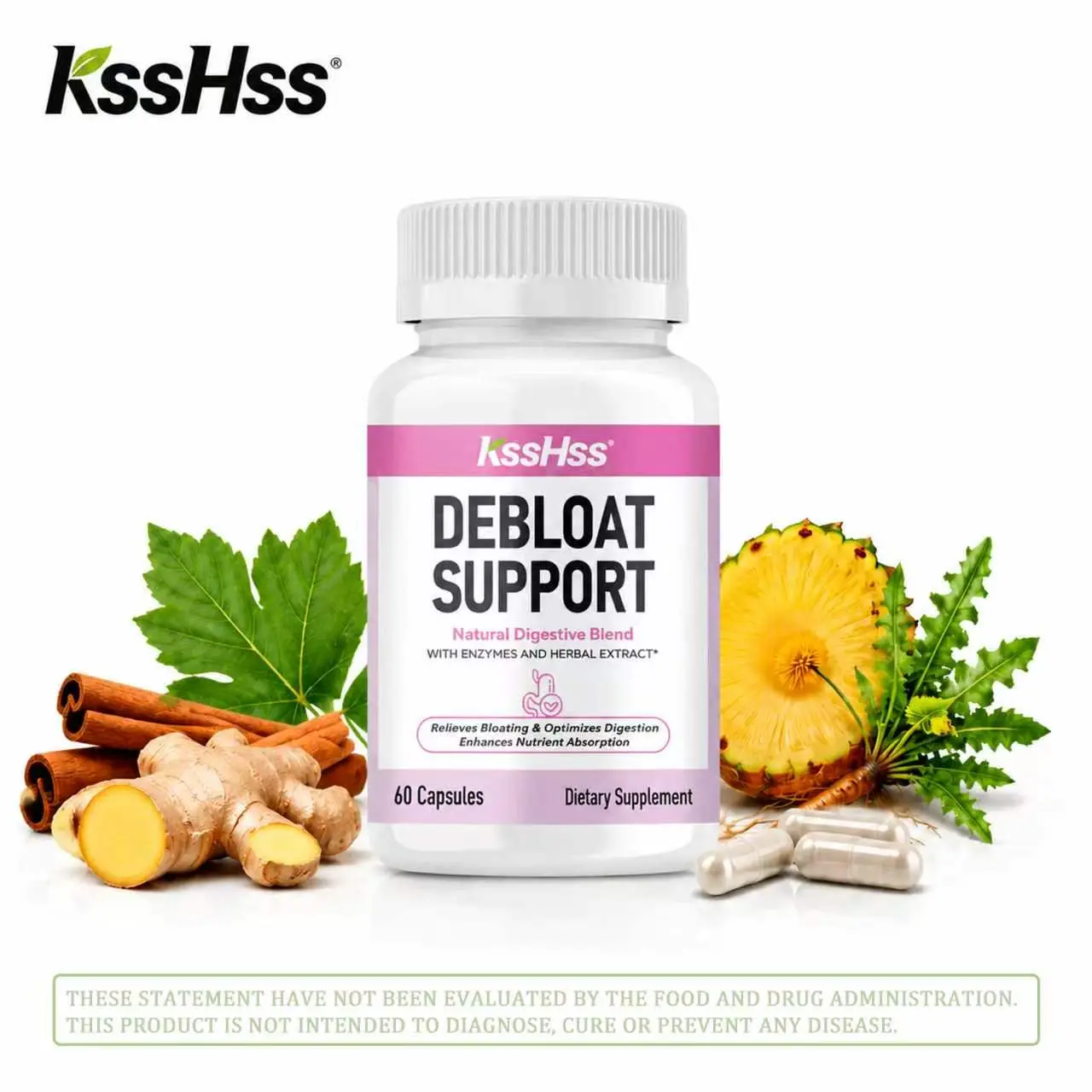 Debloat Support Supplement for Women  – Digestive Enzymes for Bloating Relief, Gas & Water Retention Support, Gut Comfort & Healthy Digestion with Ginger, Turmeric & Bromelain