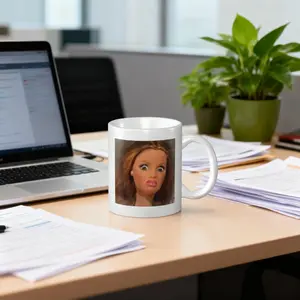 Barbie Funny Disgusted Face 11oz Ceramic Coffee Mug Dishwasher & Microwave Safe Hilarious Gift for Mom Dad Coworker Friend Ideal for Coffee Lovers cam upside down mug cafe au lait mug confusing  gifts