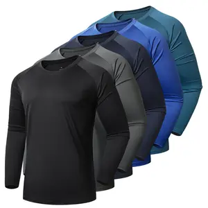 5 Pack Men's Long Sleeve Moisture Wicking Athletic Shirts Lightweight Quick Dry Athletic Gym Workout Shirts for Running Activewear Fitness