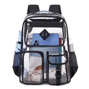 Clear PVC Backpack, Transparent Gym & Sports Backpack with Zipper, Waterproof Shoulder Bag for Hiking, Travel & Stadium Use