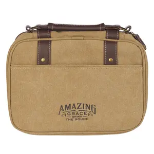 Amazing Grace Tan Canvas Classic Bible Cover