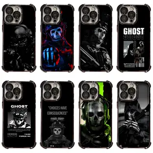 COD Ghost Gaming Phone Case for iPhone 17 16 15 14 13 12 11 Pro Max, Task Force 141 Skull Design, Shockproof Electroplated Protective Cover