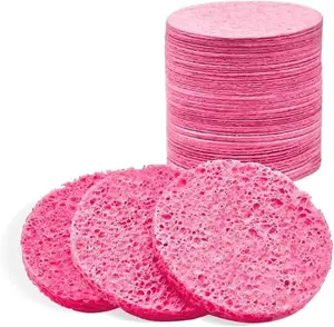 50-Count Facial Sponges, Compressed Natural Cellulose, Pink